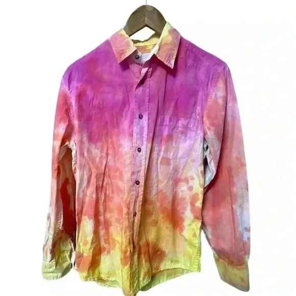 Vanishing Elephant Tie-Dye Button Down Shirt Size Medium - Picture 1 of 6